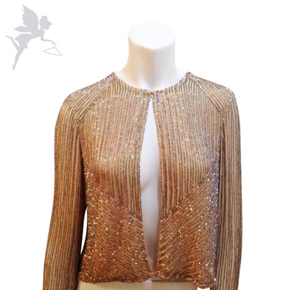 NWT PARKER Jazz Club Camel and Silver Beaded Jacket - Picture 3 of 6